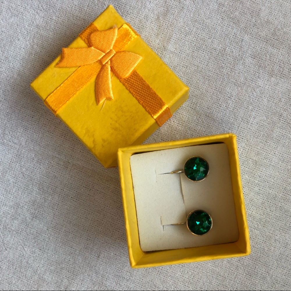 Green Swarovski Elements Earrings in Box